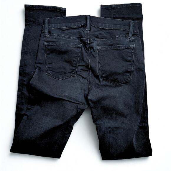 📸 J Brand Mid Rise Rail Vanity Jeans Size 27 | Black Wash Straight Leg - Picture 3 of 4